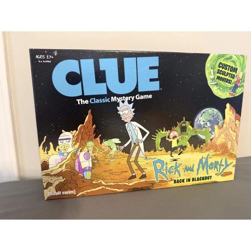 Clue The Classic Mystery Game Rick and Morty Back in Blackout Edition